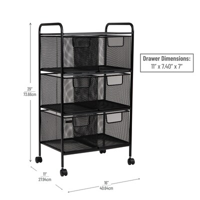 Mind Reader 6-Drawer Office Utility Cart, Black (6DRMESH-BLK)