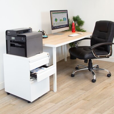 Mount-It! 3-Drawer Mobile File Cabinet, Letter & Legal Size, Lockable, 23.72"H x 14.7"W x 18.11"D, White (MI-941W)