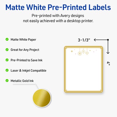 Avery Rectangle Multipurpose Labels, 4 x 3-1/3, White, 40/Pack (19479370530)