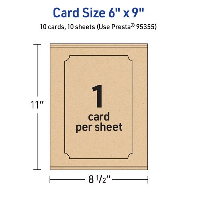 Avery Integrated Cards, 6" x 9", Matte Kraft Brown, 10/Pack (95355)