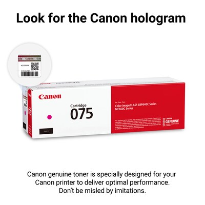 Canon 075 Magenta Standard Yield Toner Cartridge, Prints Up to 1,300 Pages (6363C001)