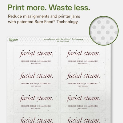 Avery Hemp Rectangle Laser/Inkjet Multipurpose Labels, 2" x 4", Off-White (80/Pack)