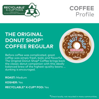 The Original Donut Shop Coffee Keurig® K-Cup® Pods, Medium Roast, 96/Carton (60052-101)