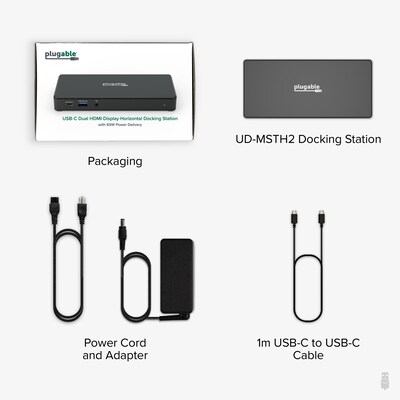 Plugable USB-C Dual HDMI Display Docking Station With 65W Laptop Charging  (UD-MSTH2)