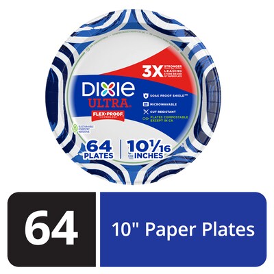 Dixie Ultra 10 Paper Plates, White, 64 Plates/Pack(16525)