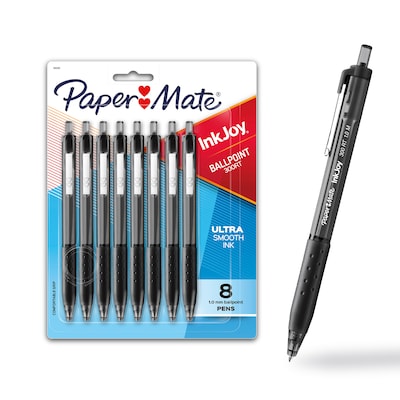 Paper Mate InkJoy 300RT Retractable Ballpoint Pen, Medium Point, Black Ink, 8/Pack (1781565/1945920)