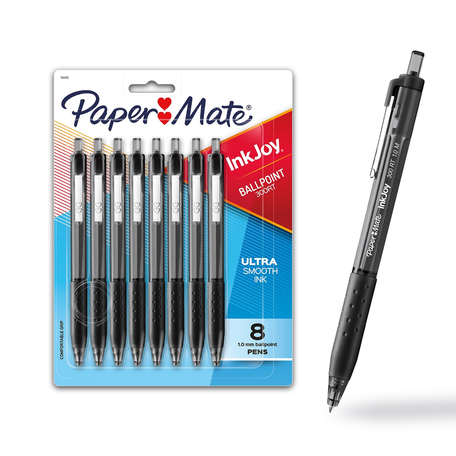 Paper Mate InkJoy 300RT Retractable Ballpoint Pen, Medium Point, Black Ink, 8/Pack (1781565/1945920)