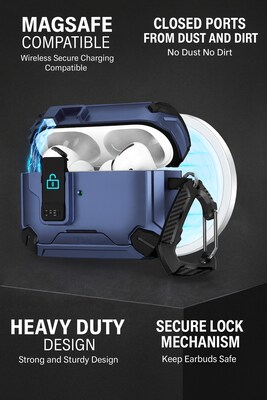 SaharaCase Raider Series Heavy Duty Case Compatible with Magsafe for Airpods Pro 3, Secure Lock, Night Sky Blue (HP00216)