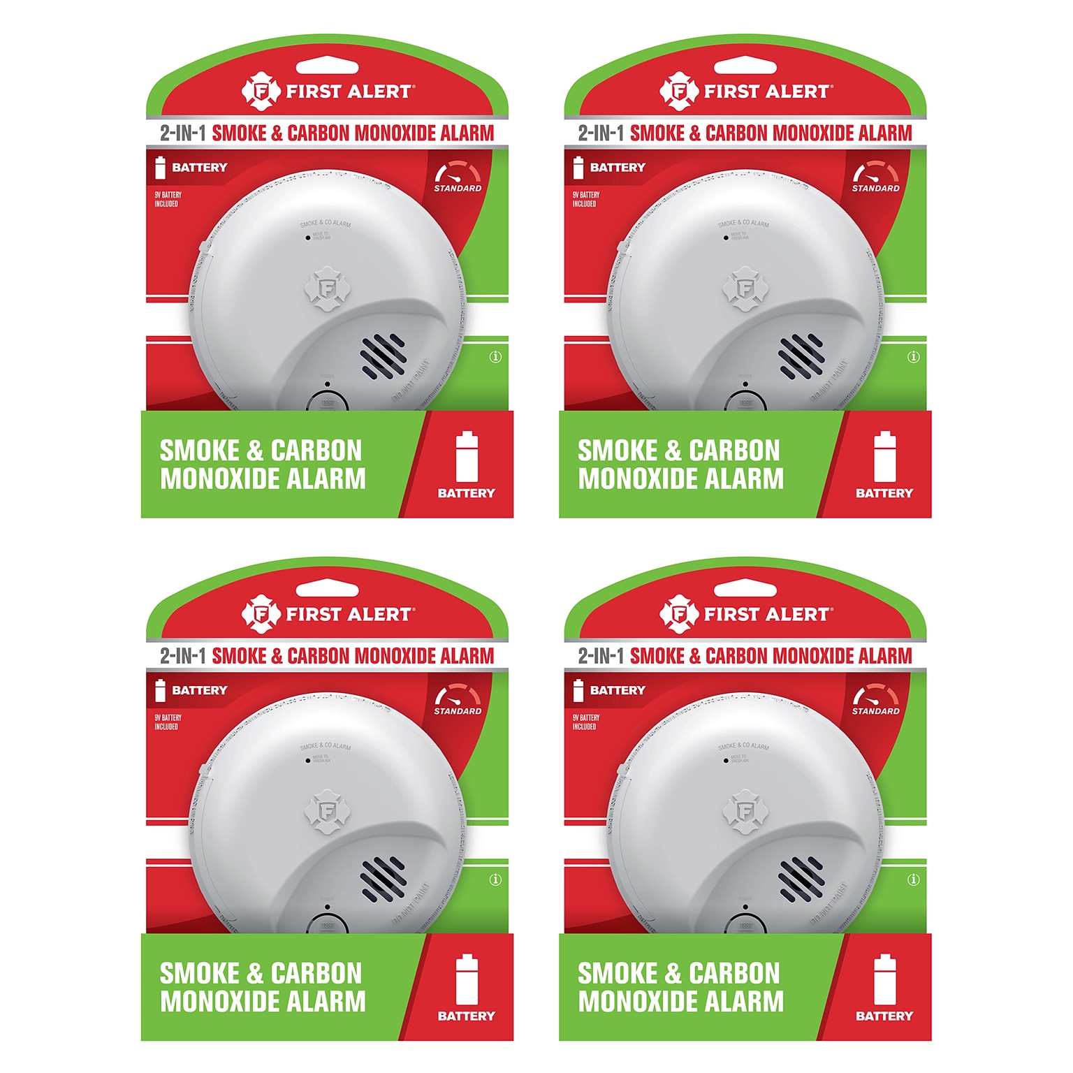 First Alert SMICO100 Battery Powered Ionization Smoke & CO Alarm, 4/Pack (KITFAT1046862)