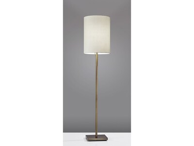 Adesso Liam 60.5 Antique Brass Floor Lamp with Light Beige Cylinder Shade (1547-21)