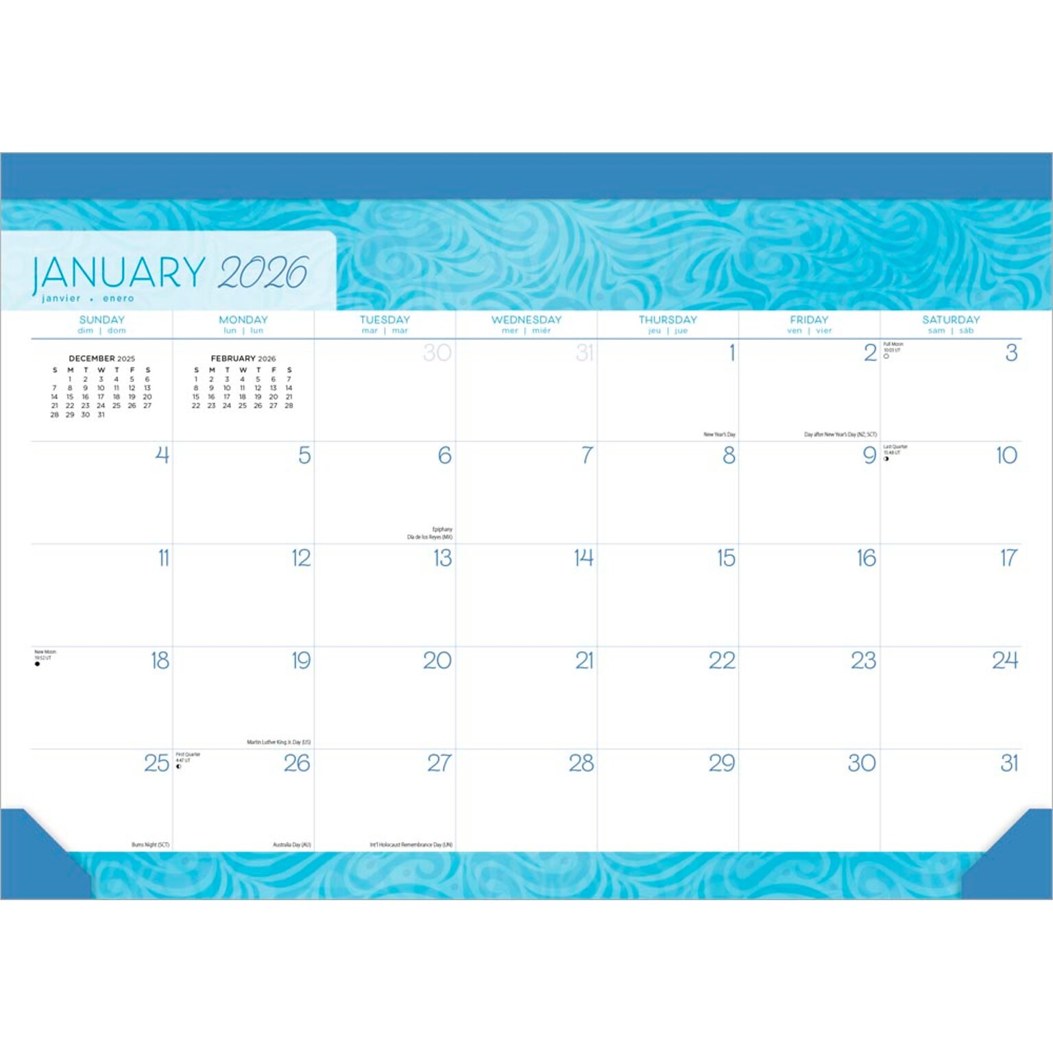 2026 BrownTrout Seaside Currents 17 x 12 Monthly Desk Pad Calendar (9798330705481)