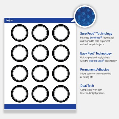 Avery Laser/Inkjet Circle Multipurpose Labels, 2" Dia., White, 120/Pack (S00-D2B)
