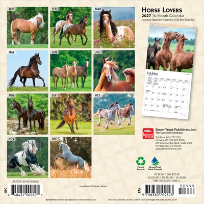 2027 BrownTrout Horse Lovers 7 x 7 Monthly Wall Calendar (9798330709823)
