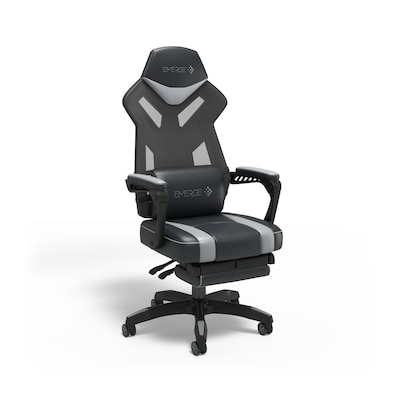 Staples Emerge Vomax Bonded Leather Ergonomic Gaming Chair, Black/White (61364)