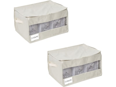 Honey-Can-Do Polyester Stemware Storage Box, Natural, 2/Set (SFT-09239)