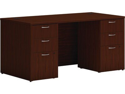 HON Mod 60W Double-Pedestal Desk, Traditional Mahogany (HLPLDS6030BBFTM1)