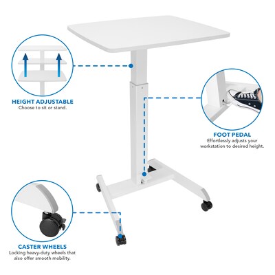 Mount-It! Height Adjustable Rolling Laptop Desk, Holds 17 lbs., White (MI-7997)