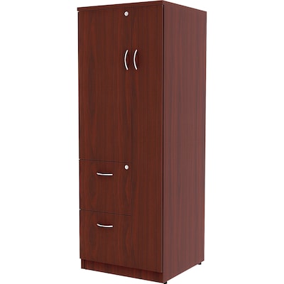 Lorell Essentials Series 65.6" Laminate Tall Storage Cabinet With 2-Drawers, Mahogany (LLR69897)
