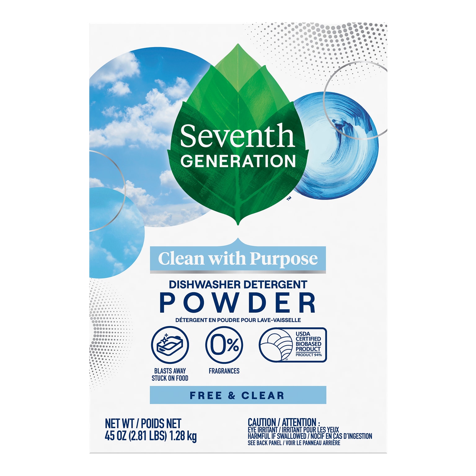 Seventh Generation Powerful Clean Powder Dishwasher Detergent, Unscented, 45 oz., (SEV 22150)