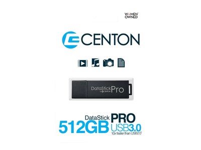 Centon DataStick Pro 512GB USB 3.2 Type A Flash Drive, Black (S1-U3P6-512G)