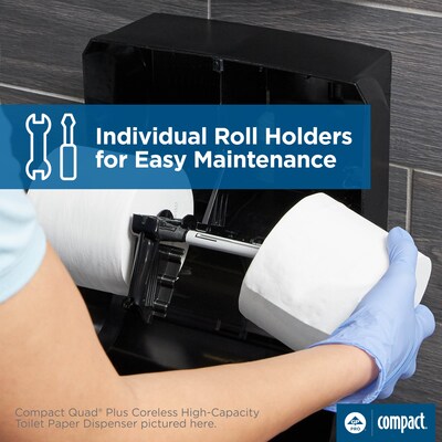 Compact® 4-Roll Quad Coreless Toilet Paper Dispenser by GP PRO, Black, 11.750” W x 6.900” D x 13.250” H (56744B)
