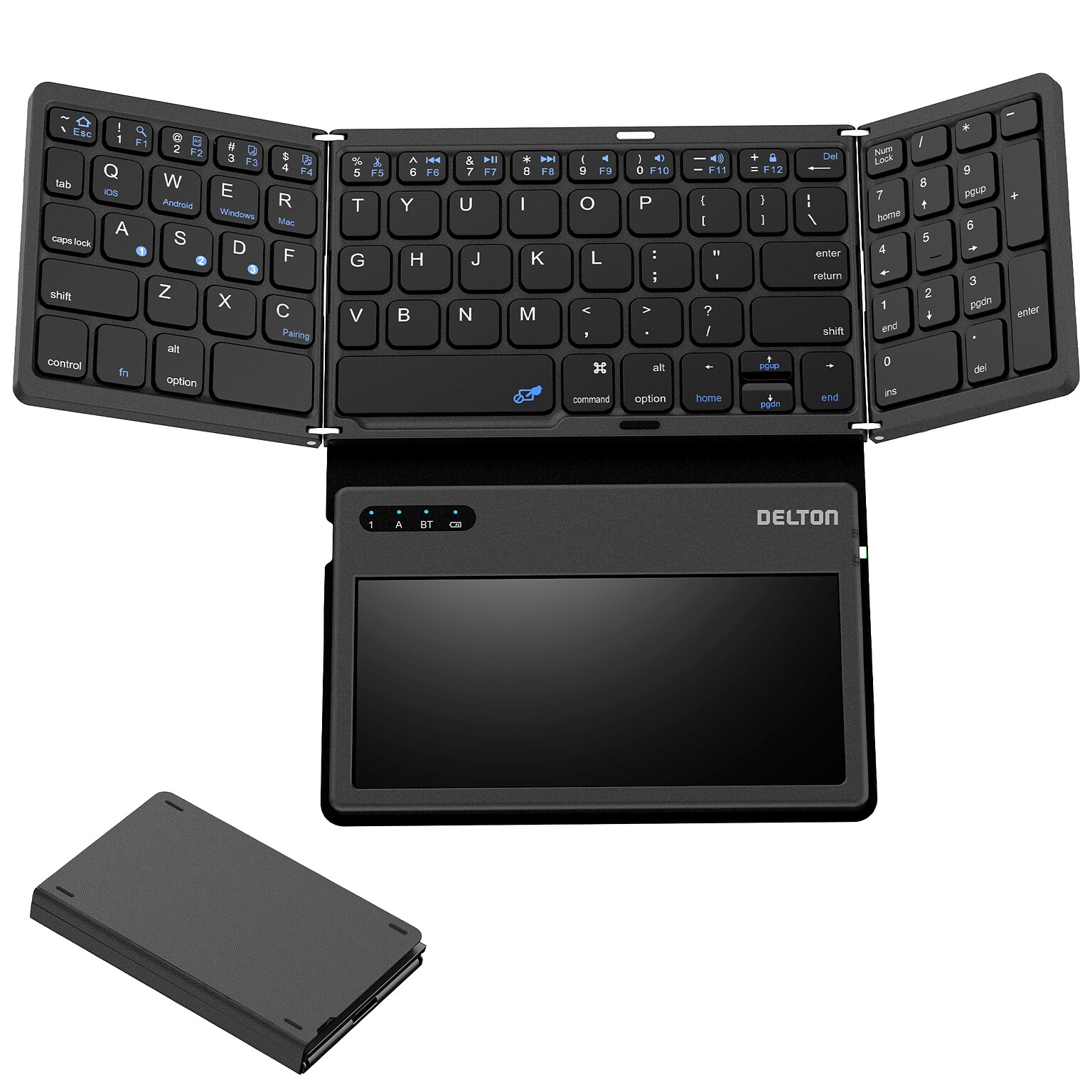 Delton F92 Foldable Portable Wireless Keyboard with Touchpad, Black (DKBF92)