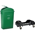 Alpine Industries Polypropylene Recycling Bin with Swing Lid and Dolly, 23-Gallon, Green (ALP477-GRN