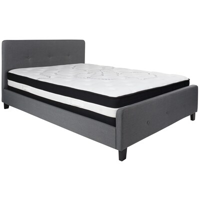 Flash Furniture Tribeca Tufted Upholstered Platform Bed in Dark Gray Fabric with Pocket Spring Mattress, Queen (HGBM31)