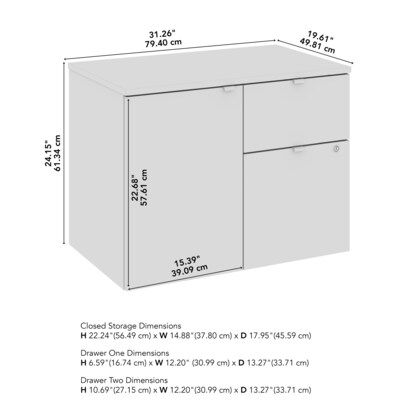 Bush Business Furniture Stratus 24"H Storage Cabinet with 2 Shelves, 2 Drawers, Platinum Gray (SUS130PG)