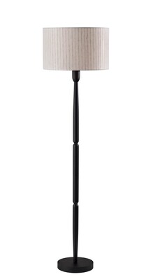 Adesso Nigel 61H Black Floor Lamp with Off-White Linen Shade (4358-01)