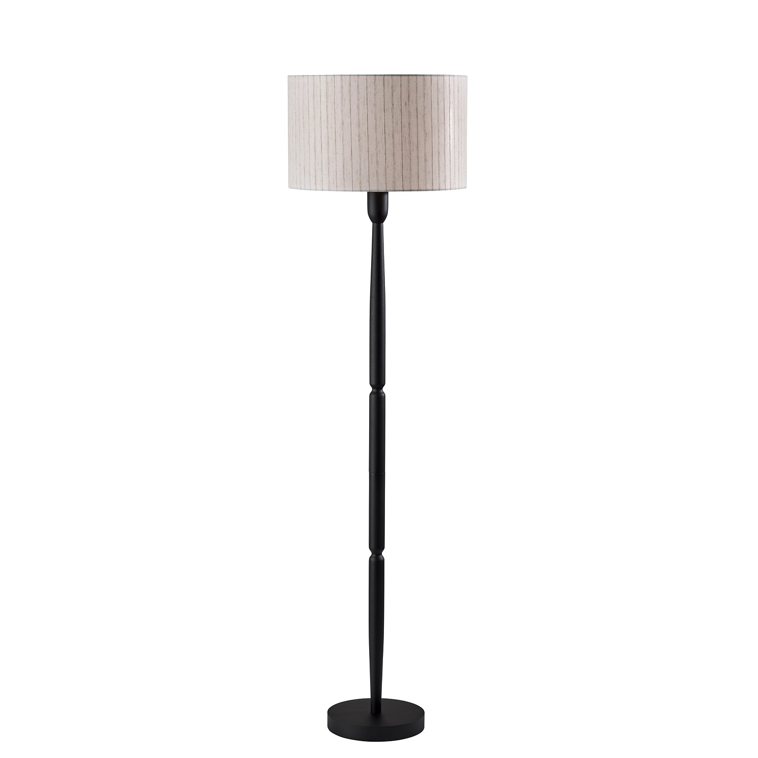 Adesso Nigel 61H Black Floor Lamp with Off-White Linen Shade (4358-01)