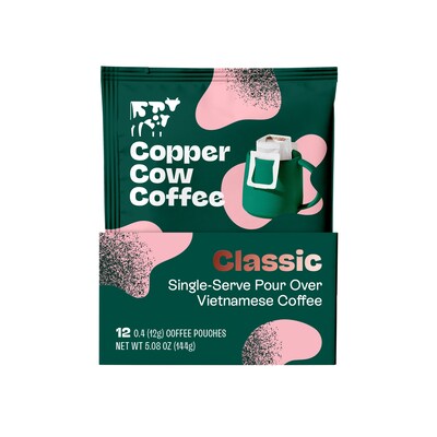 Copper Cow Coffee Classic Vietnamese Pour Over Coffee Packet, 5.08 oz., 12/Box (CCW02013)