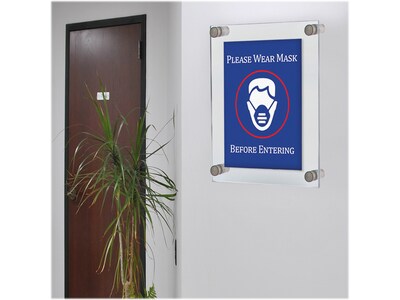 Azar Sign Holder, 11" x 17", Wall Mounted, Silver Acrylic, 4/Pack (105508-SLV-4PK)