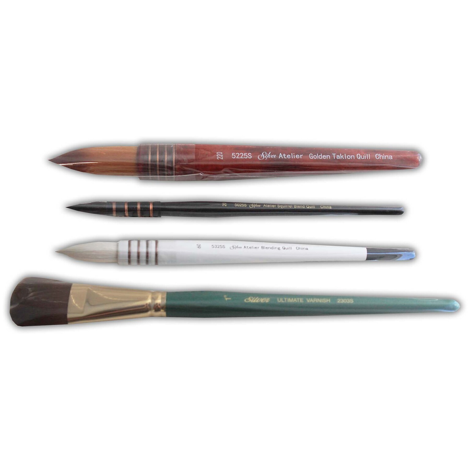 Silver Brush Synthetic Brushes, Assorted, 4/Pack (SLVQL5357)