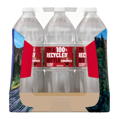 Arrowhead 100% Mountain Spring Water, 33.8 oz. Plastic Bottles, 15/Carton (11475327)