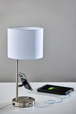 Adesso Wyatt Supercharger Incandescent Desk Lamp, 22"H, Brushed Steel/White (2610-22)