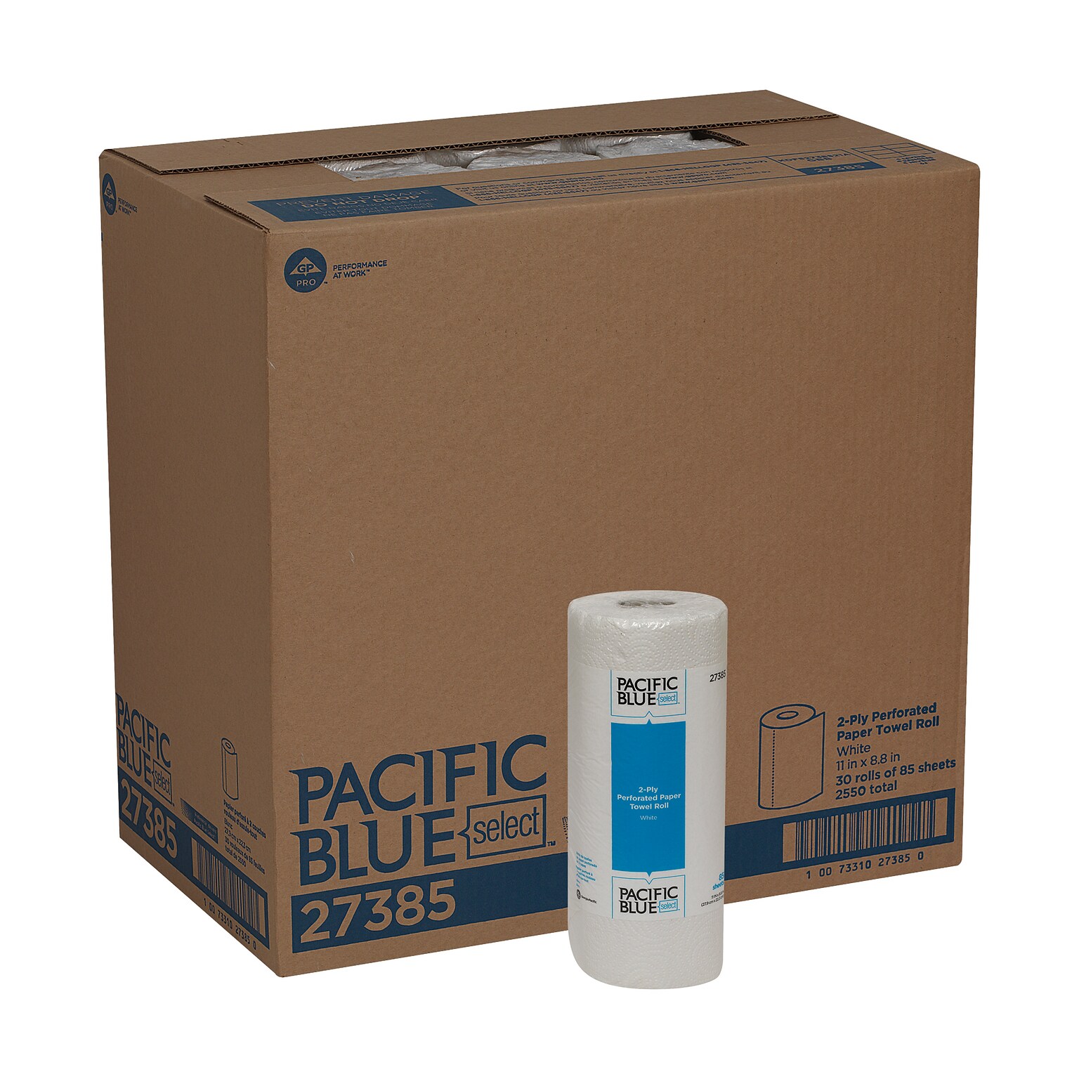 Pacific Blue Select Paper Towels, 2-ply, 85 Sheets/Roll, 30 Rolls/Pack (27385)