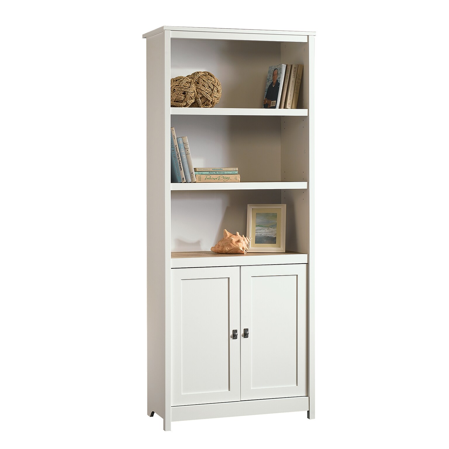 Sauder Cottage Road 71H 5-Shelf Bookcase with Adjustable Shelves, Soft White (417593)