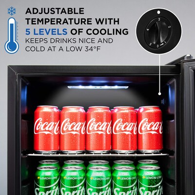 Ivation Freestanding Mini Fridge w/ Glass Door, 126 Can Capacity, Stainless Steel (IVABC1260SS)
