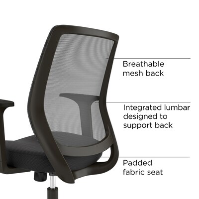 Staples Essentials Ergonomic Fabric Swivel Task Chair, Black (UN56947)