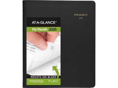 2025 AT-A-GLANCE 7 x 8.75 Monthly Planner, Faux Leather Cover, Black (70-120-05-25)