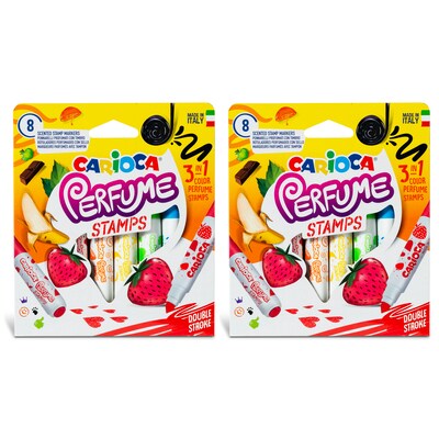 CARIOCA Perfume Stamps Washable Kids Markers, Double Stroke Tip, Assorted Colors, 8/Pack, 2/Bundle (CRA42988-2)