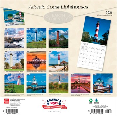 2026 BrownTrout Atlantic Coast Lighthouses 12 x 12 Monthly Wall Calendar (9798330704354)