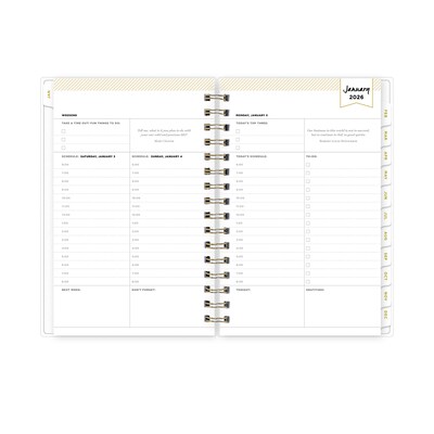 2026 Blue Sky Day Designer 5 x 8 Daily & Monthly Personal Planner, Rugby Stripe Navy Frosted (103623-26)