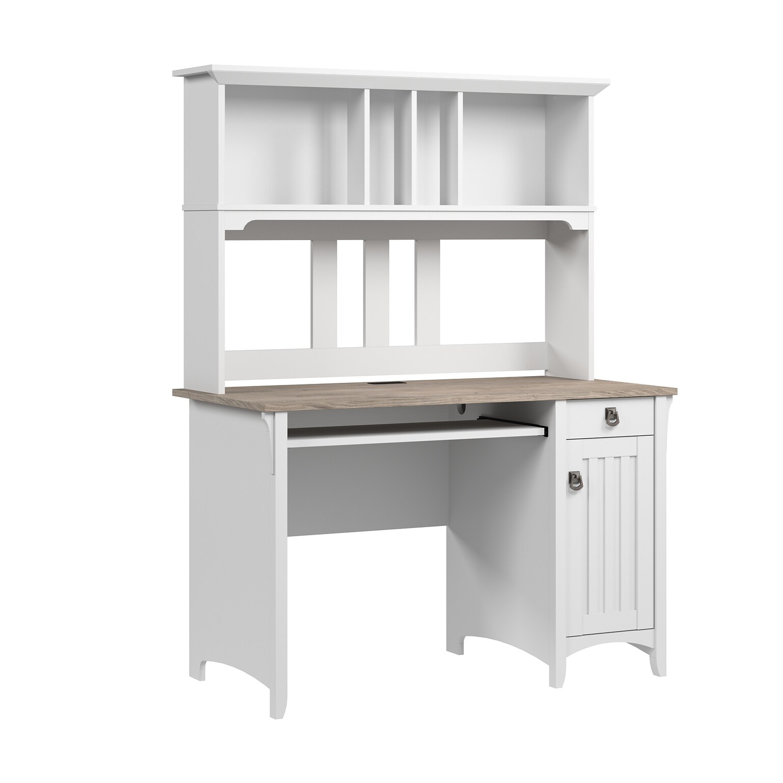 Bush Furniture Salinas 48W Small Computer Desk with Hutch, Shiplap Gray/Pure White (MY72808-03)