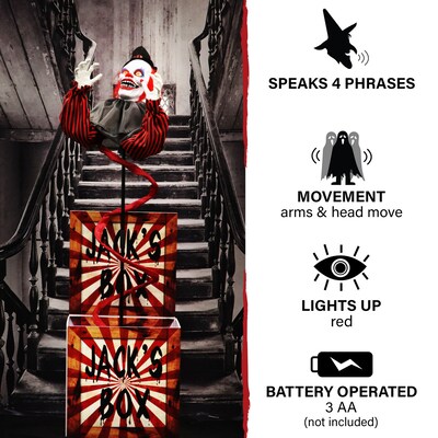 Haunted Hill Farm Life-Size Animatronic Clown Jack in the Box (HHCLOWN-22FLSA)