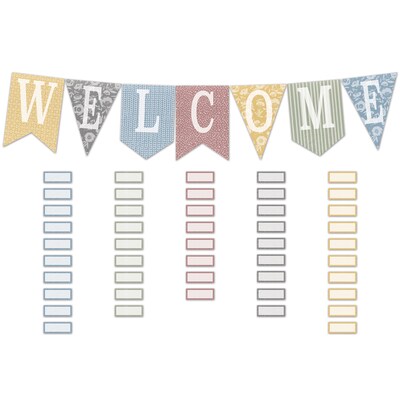 Teacher Created Resources Classroom Cottage Pennants Welcome Bulletin Board Set, 53/Set (TCR7170)