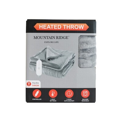 Mountain Ridge Microplush Heated 50x60 Throw - (Gray)