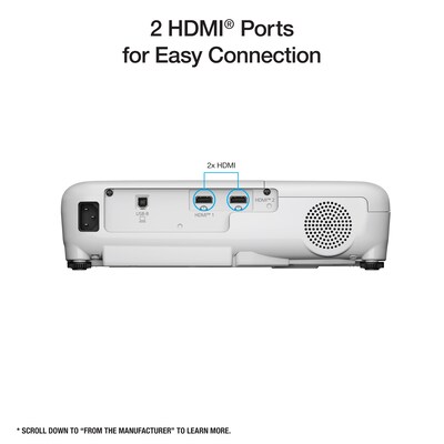 Epson EX3290 3-Chip 3LCD WXGA Projector, White (V11HB57020)