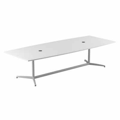 Bush Business Furniture 120W x 48D Boat Shaped Conference Table with Metal Base, White (99TBM120WHSV